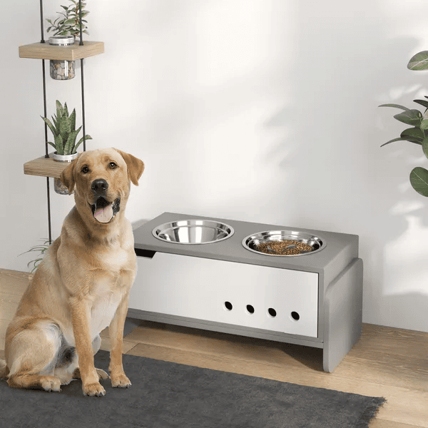 Elevated Dog Bowls, 3 Height Adjustable Raised Dog Bowls W Slow Feeder Mat, Stand, For Medium To Extra Large Dogs