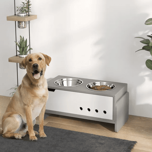 Elevated Dog Bowls, 3 Height Adjustable Raised Dog Bowls W Slow Feeder Mat, Stand, For Medium To Extra Large Dogs