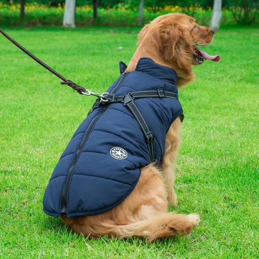 Winter Fleece Coat & Harness Jacket Waterproof Dog Coat Zipper Dog Jacket Puppy Coat Small Dog Clothes Dog Coat with Reflecti