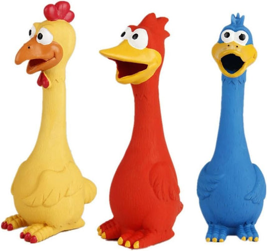style Rubber Chicken Squeaker for Small, Medium or Large Pet Breeds, Play Fetch, Reduce Separation Anxiety