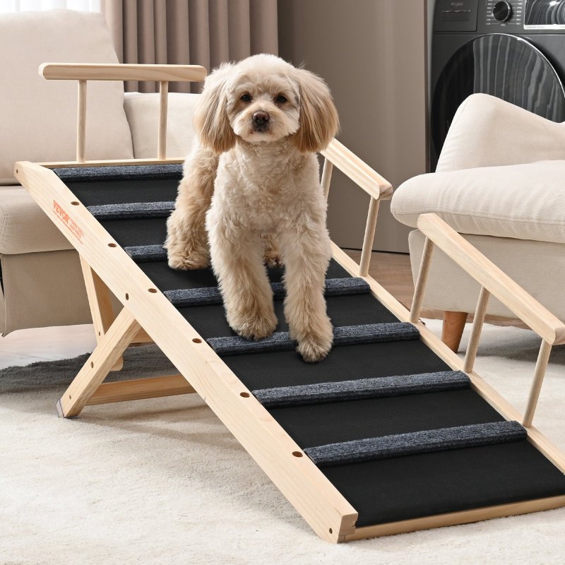 Adjustable Wooden Dog Ramp - Multicolor