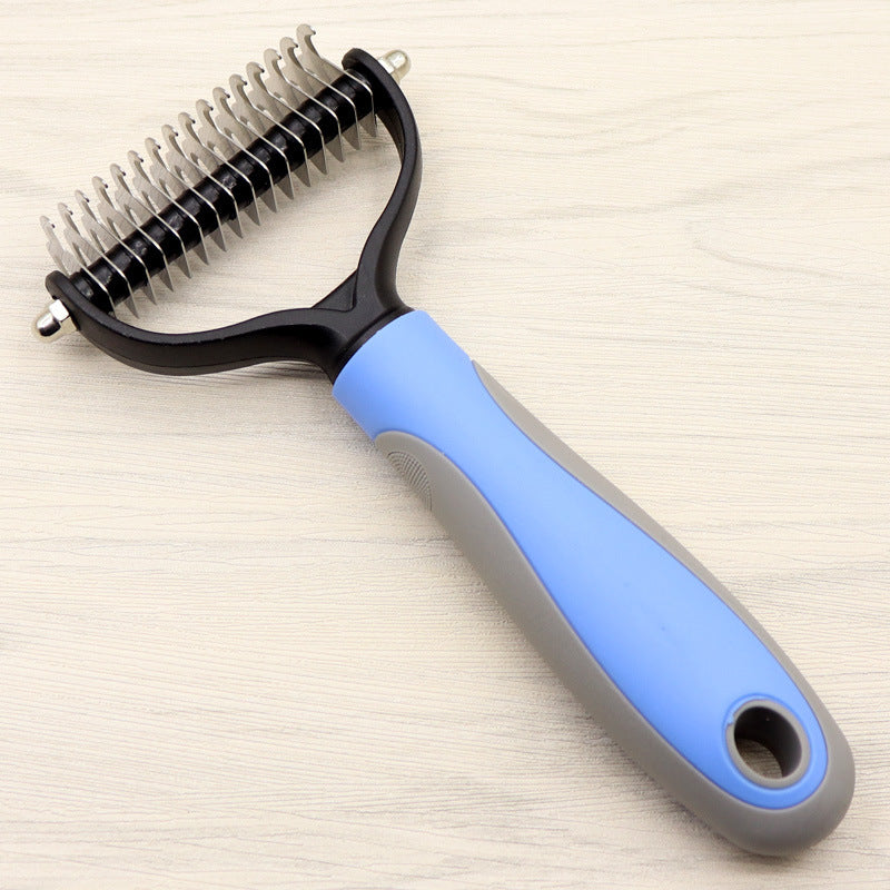 Double-Sided Deshedding Comb - Blue / S