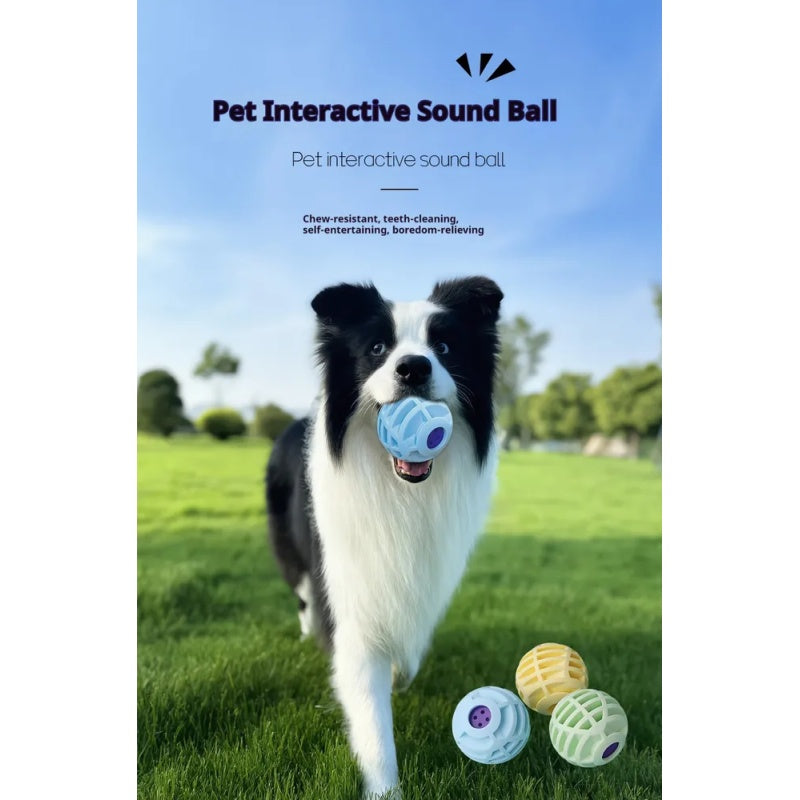 Pet Interactive Sound Ball,The Mellow Dog Cat Pet Voice Ball,Interactive Pet Squeaky Toys - Yellow