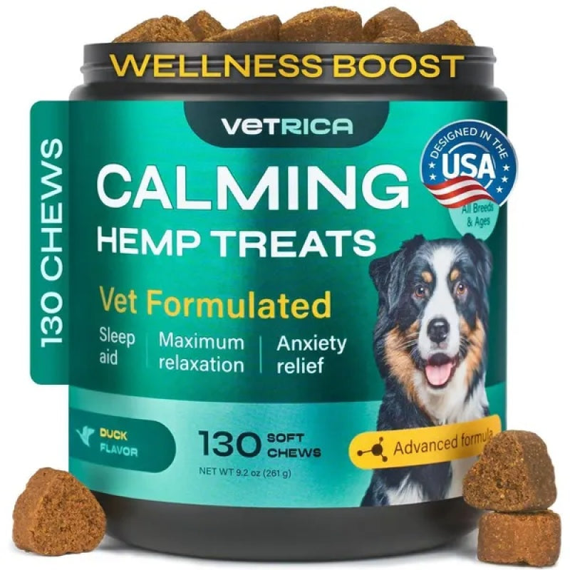 Hemp Calming Chews For Dog Anxiety Relief Duck Favor Calming Treats For Dogs Stress Separation Anxiety Relief Storms Hemp Seed Oil Calming Chews - 1pcs