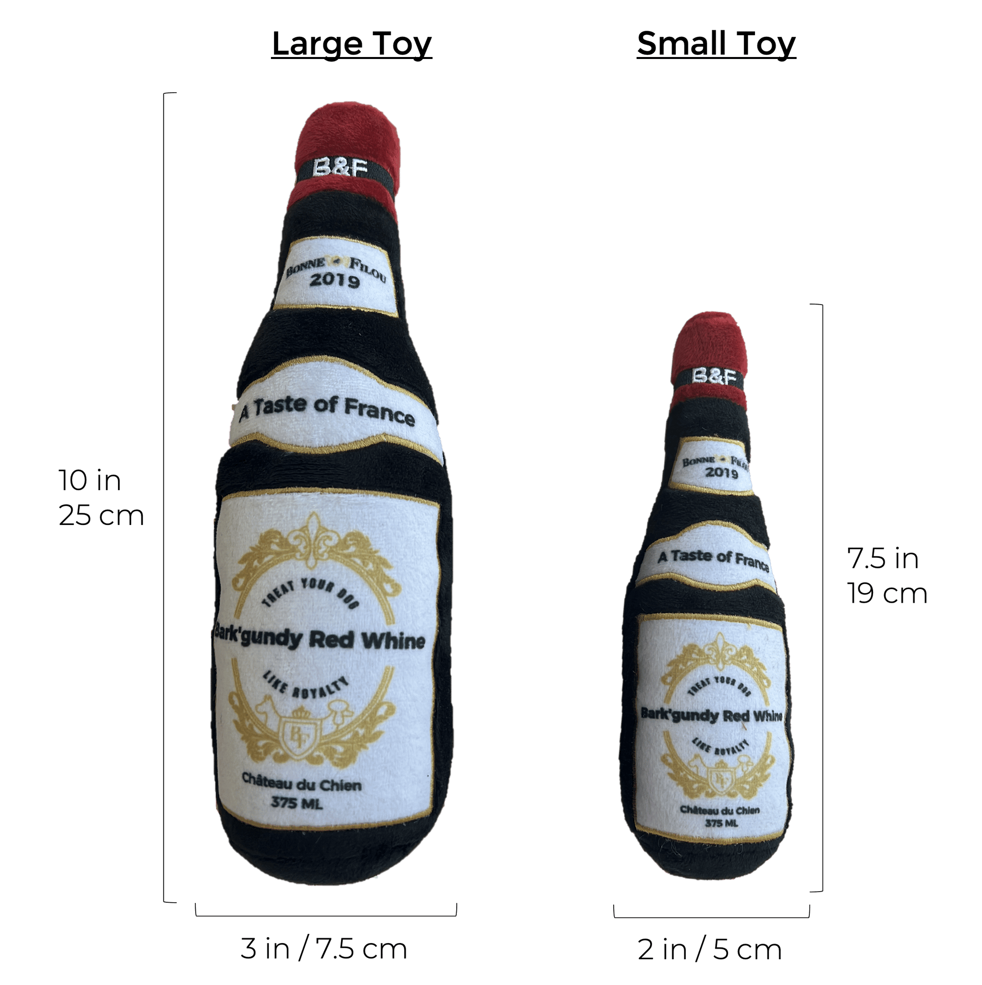 Wine Bottle Squeaky Dog Plush Toy (Bark'gundy Red Whine)