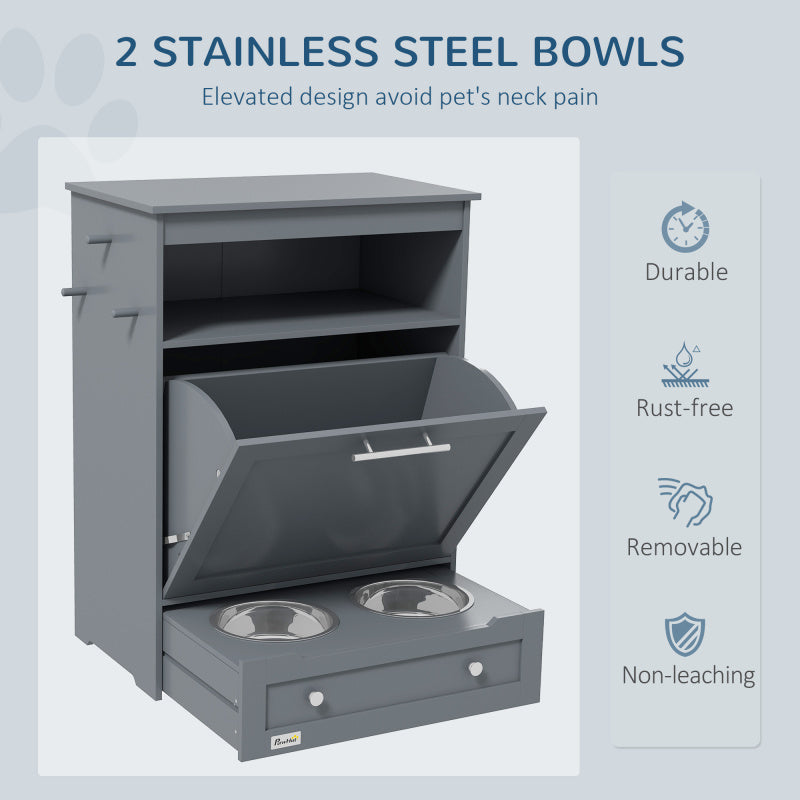 Pet Feeder Stations, Lockers, Dog Food Storage Containers - Grey