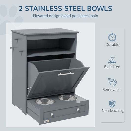 Pet Feeder Stations, Lockers, Dog Food Storage Containers - Grey