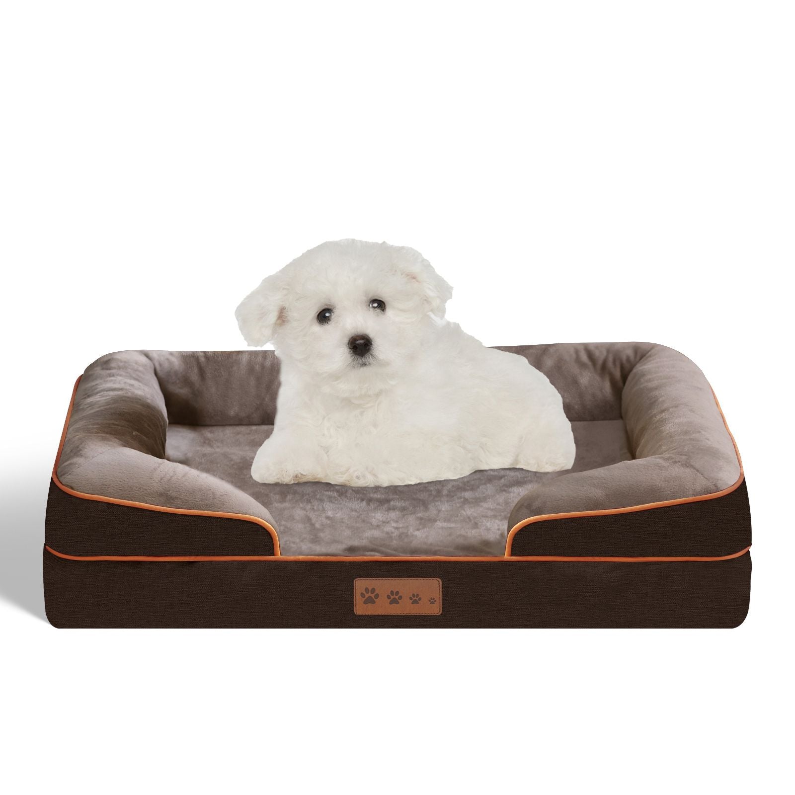 High Support Orthopedic Dog Bed - Brown / L