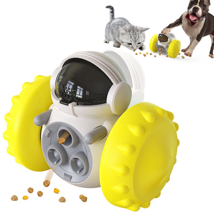PawPartner Dog Tumbler Interactive Toys Increases Pet IQ Slow Feeder Labrador French Bulldog Swing Training Food Dispenser - Yellow / China