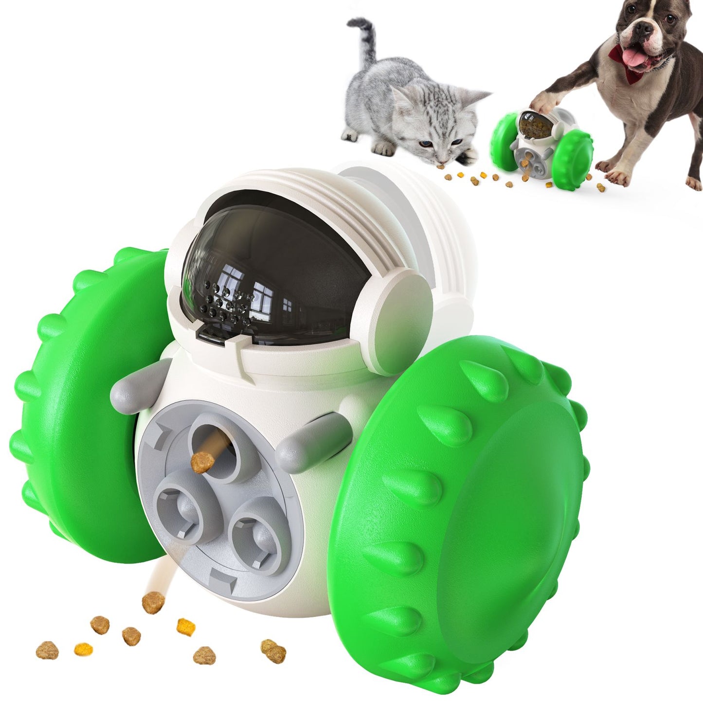 PawPartner Dog Tumbler Interactive Toys Increases Pet IQ Slow Feeder Labrador French Bulldog Swing Training Food Dispenser - Green / China