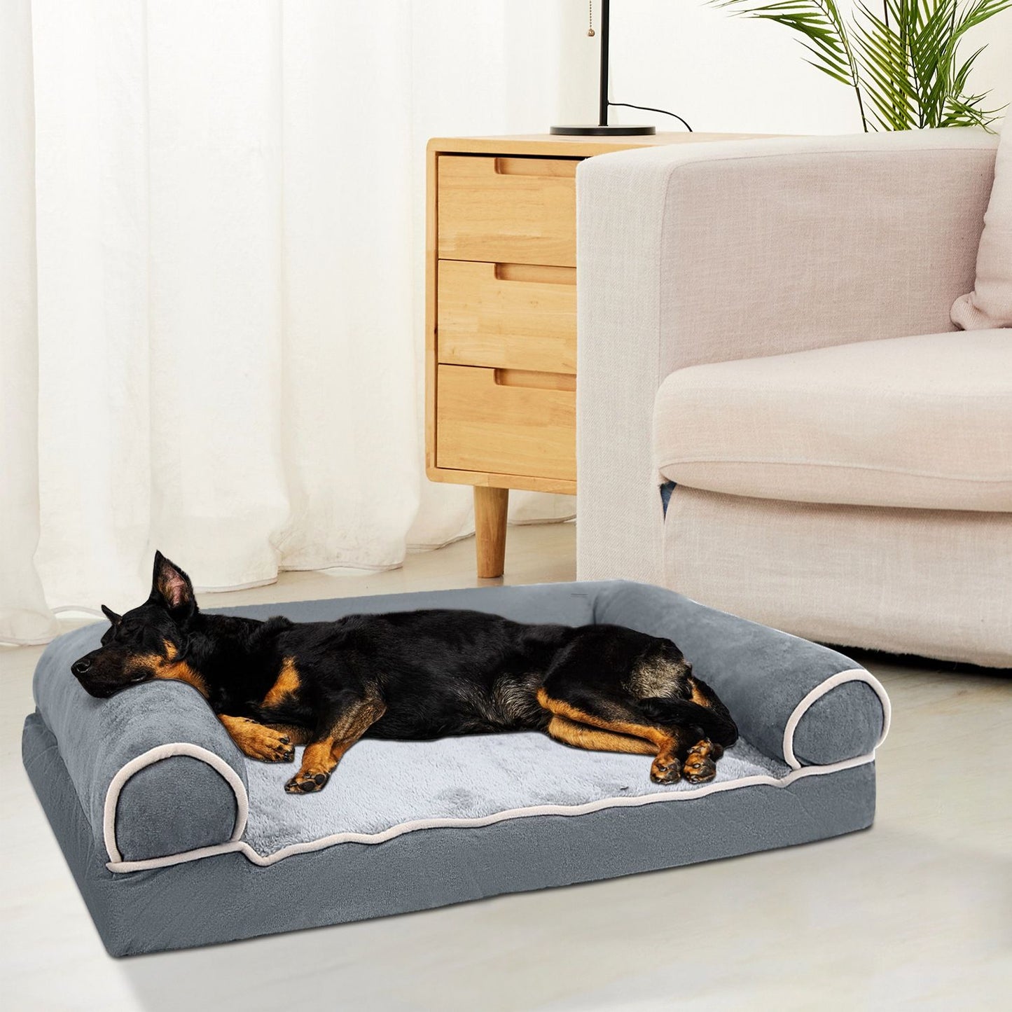Cozy Bolster Dog Bed - L