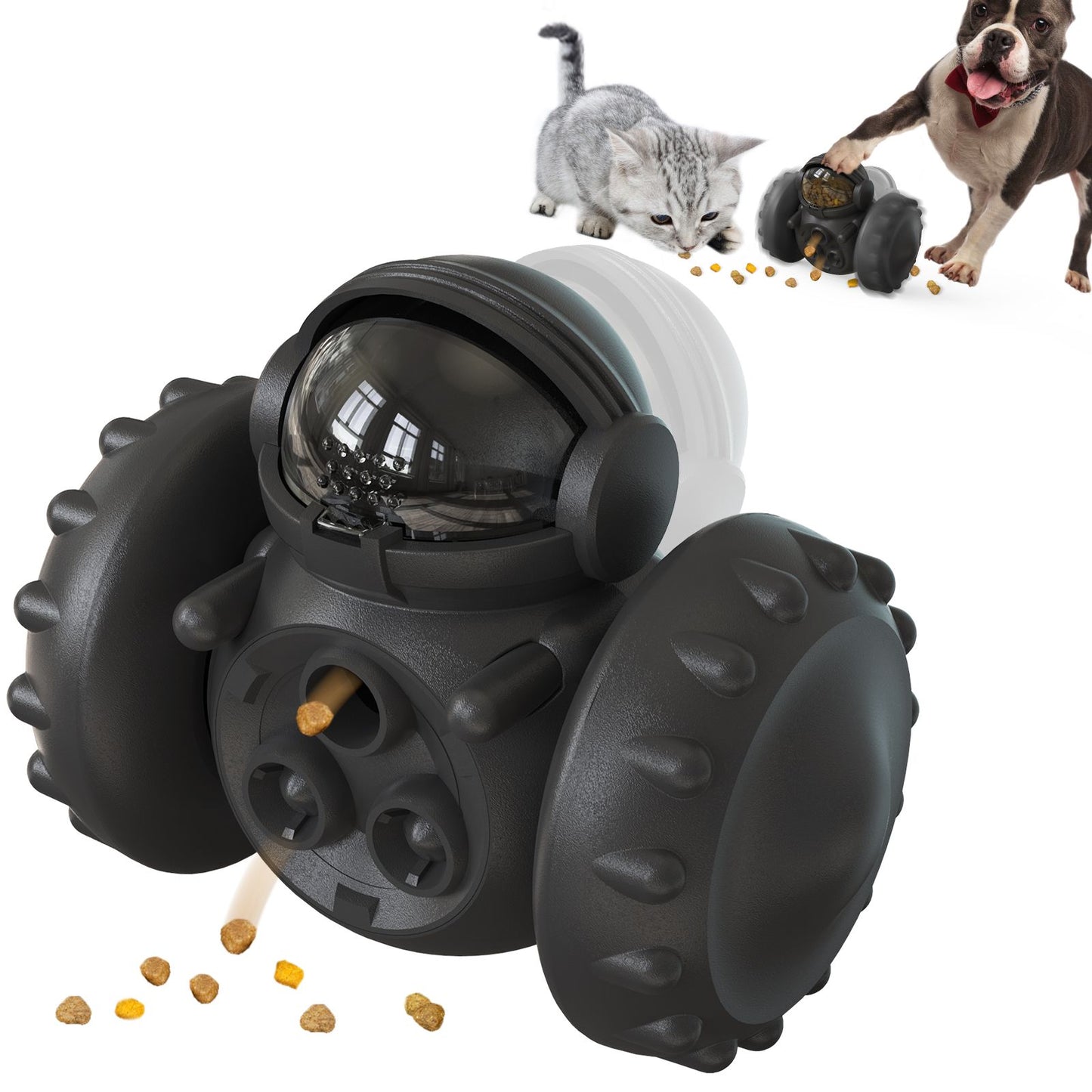 PawPartner Dog Tumbler Interactive Toys Increases Pet IQ Slow Feeder Labrador French Bulldog Swing Training Food Dispenser - Black / China