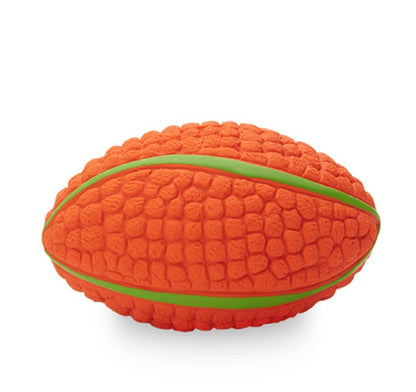 Squeaky Football Branch, Fetch and Play - Latex Rubber Dog Toy Balls, Play Chew Fetch Interactive Ball Puppies - Orange